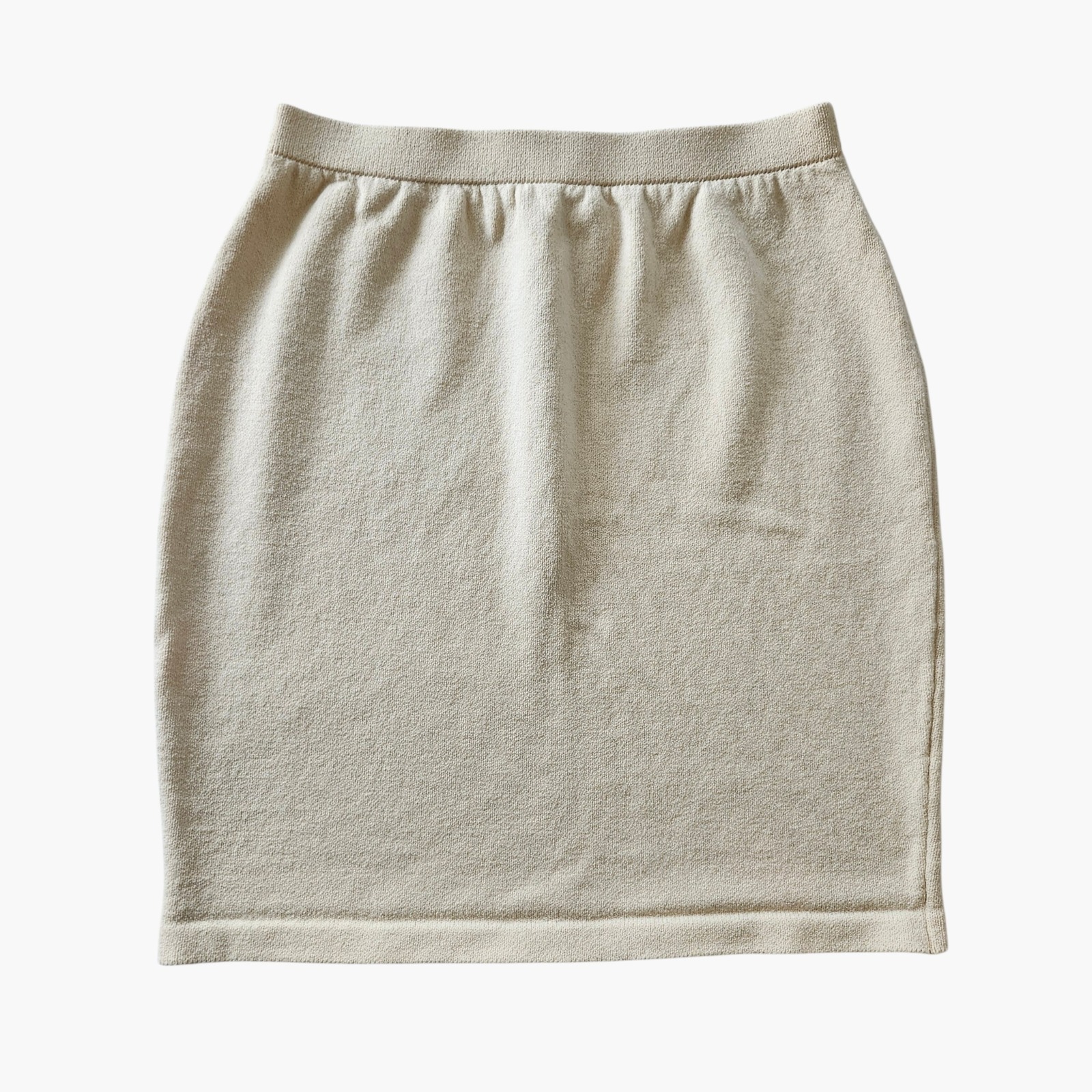 St John Collection Cream Beige Wool Blend Knit Pencil Skirt Women's Size 8